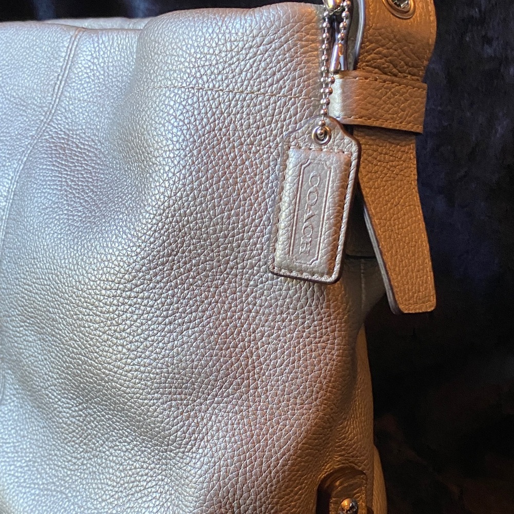 Y2K Coach Silver Pebble Leather Shoulder Hobo Duffle Bag / Vintage